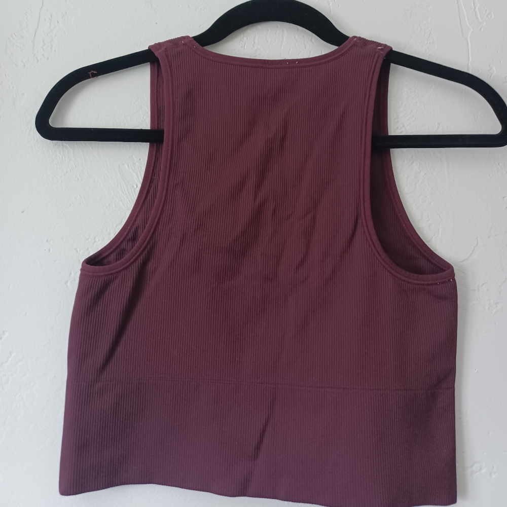Athleta Burgundy V-Neck Sports Bra/Crop Top - Picture 6 of 7